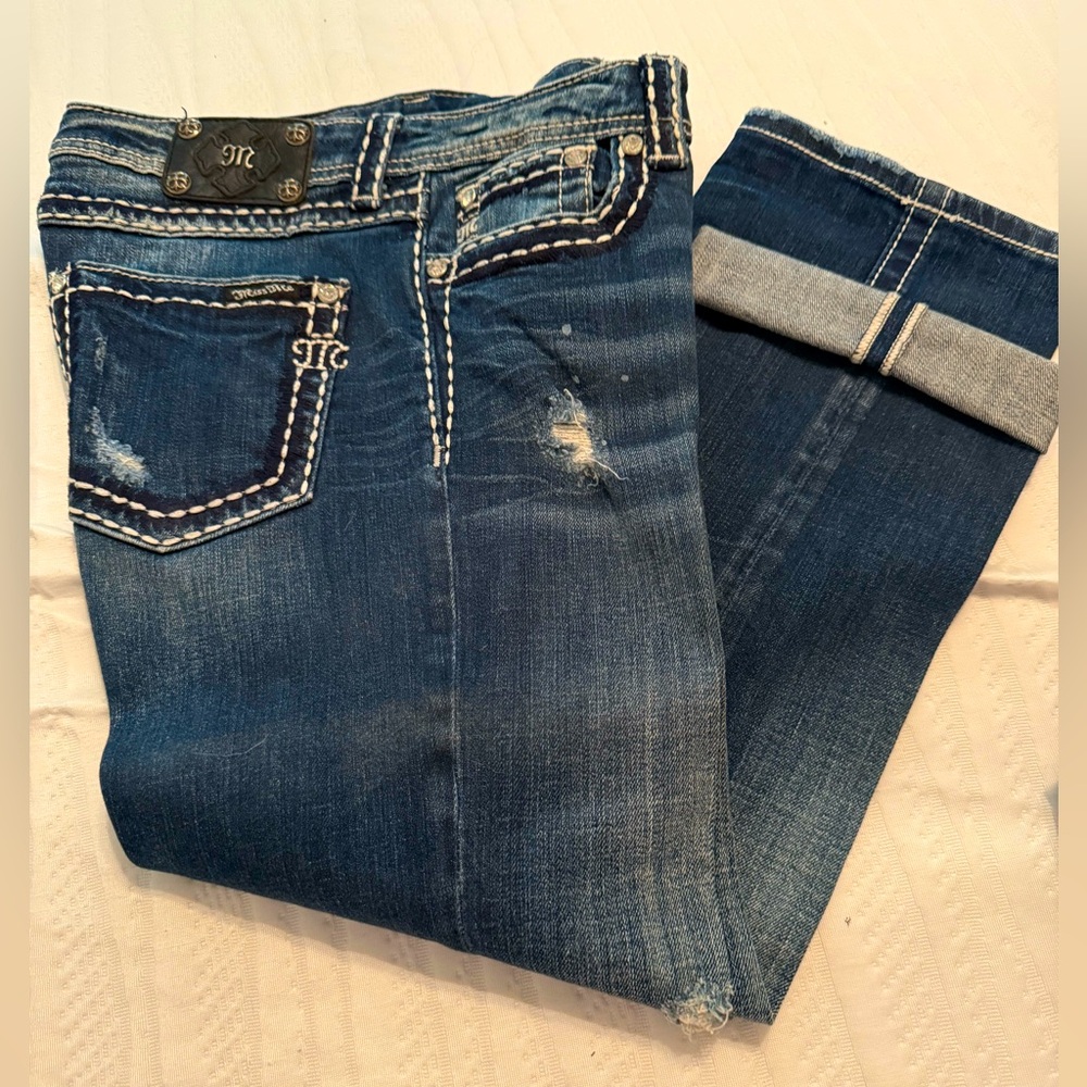 Miss Me Blue Distressed Ankle Jeans